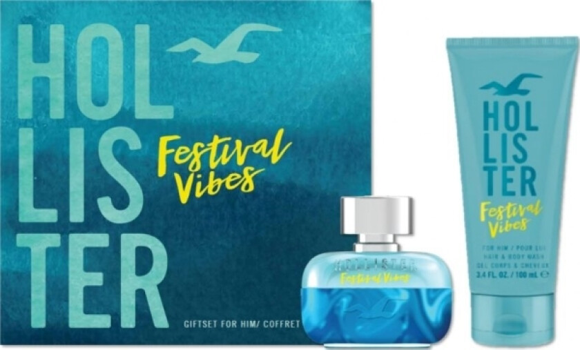 Festival Vibes Set Hollister: Festival Vibes, Shower Gel & Shampoo 2-I-1, 100 ml + Festival Vibes, Eau De Toilette, For Men, 50 ml
