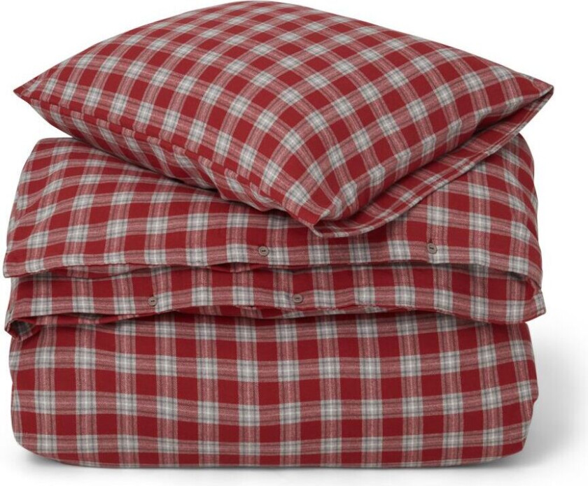 Bilde av Red Checked Cotton Flannel sengesett 50 x 60 cm, 150 x 210 cm