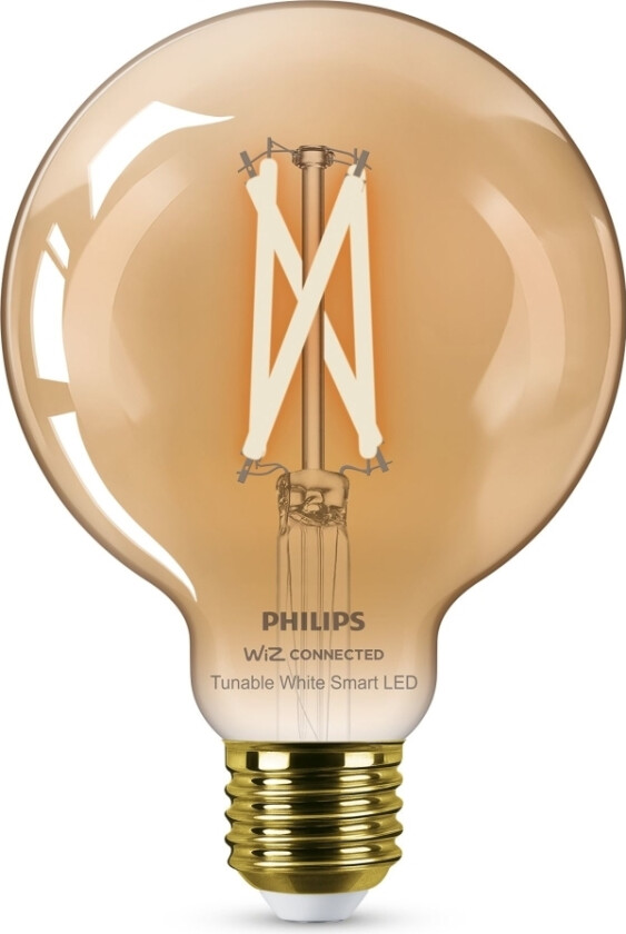 Smart - LED-filamentlyspære - form: G95 - E27 - 7 W (ekvivalent 50 W) - klasse F - varm til kjølig hvitt lys - 2000-5000 K - ravgul