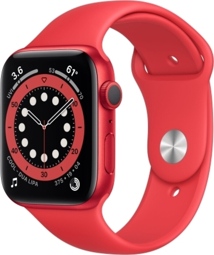 Watch Series 6 (GPS) - (PRODUCT) RED - 44 mm - rød aluminium - smartklokke med sportsbånd - fluorelastomer - rød - båndbredde: S/M/L - 32 GB -