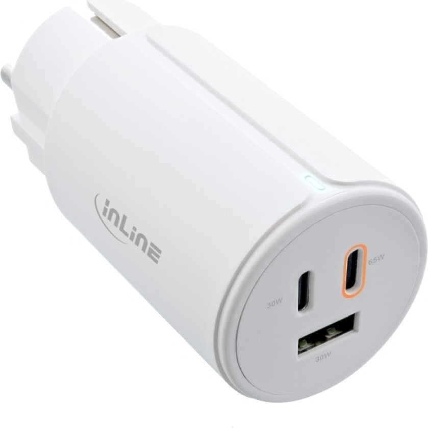 ® USB PD Netzteil, GaN Ladegerät, 3-Port, Dual USB-C + USB-A, 65W, weiß (31506G)