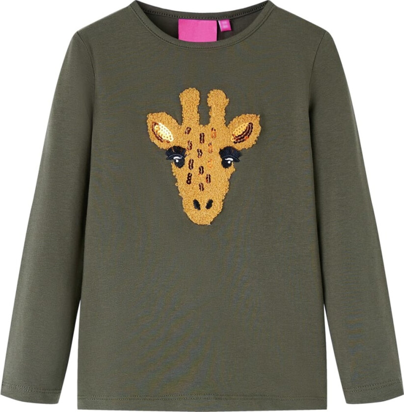 T-skjorte for barn med lange ermer kaki 140