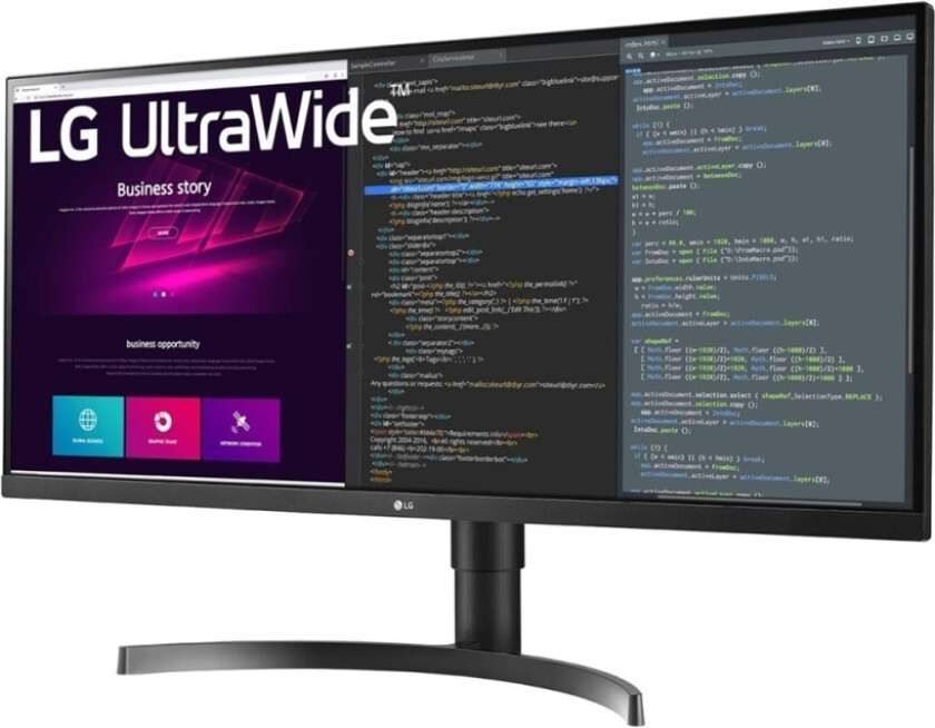 UltraWide 34WN750P-B - WN750P Series - LED-skjerm - 34" - 3440 x 1440 UWQHD @ 75 Hz - IPS - 300 cd/m² - 1000:1 - HDR10 - 5 ms - 2xHDMI, DisplayPor