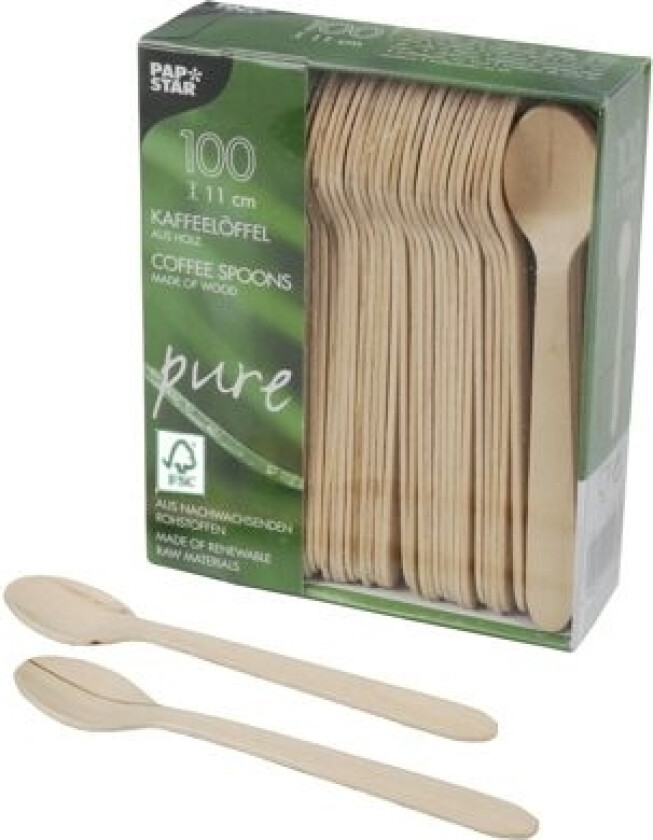 Papstar 84841, Engangsskje (kaffeskje), Tre, Tre, FSC, 11 cm, 1,1 g