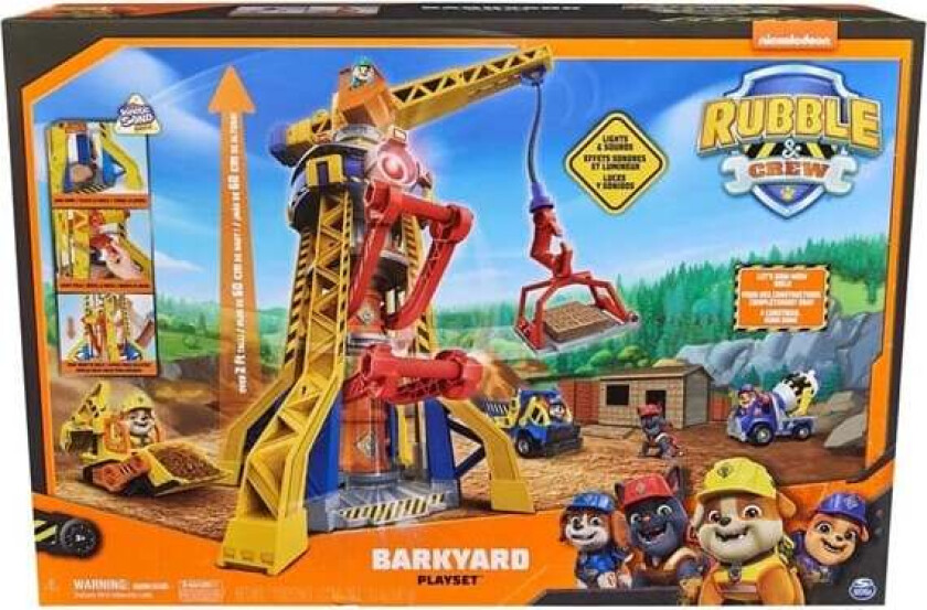 Bilde av Rubble & Crew Kinetic Build-It-Sand Lekesett 60cm - Bark Yard Crane Tower