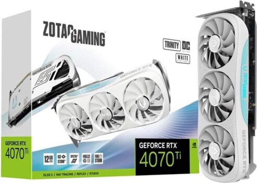 Zotac GAMING GeForce RTX 4070 Ti Trinity OC - White Edition - grafikkort - GeForce RTX 4070 Ti - 12 GB GDDR6X - PCIe 4.0 x16 - HDMI, 3 x DisplayPort