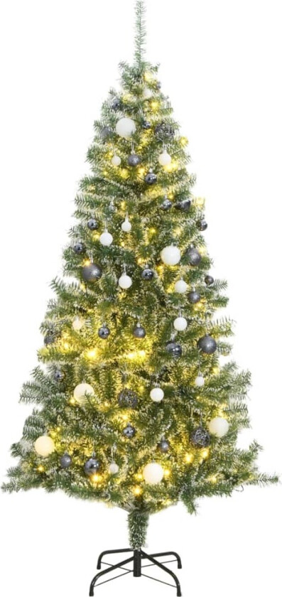 Kunstig juletre med 300 LED kulesett flokket snø 240 cm