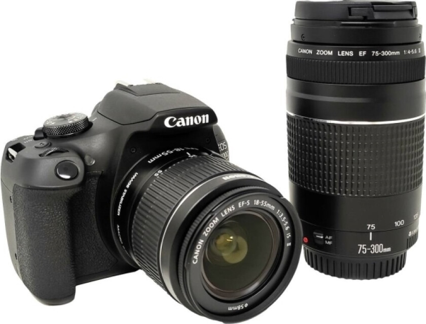 EOS 2000D EF-S 18-55 IS II Kit Digitalt spejlreflekskamera EF-S 18-55 mm IS II 24.1 Megapixel Sort Optisk søger, med indbygget blitz, WiFi, Full