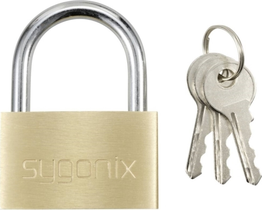 Sygonix SY-5045286 Hængelås 49 mm Forskellige Gyldengul Nøglelås