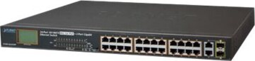 Planet Technology PLANET FGSW-2622VHP - Switch - ikke-styrt - 24 x 10/100 (PoE+) + 2 x kombo-Gigabit SFP - rackmonterbar - PoE+ (300 W)