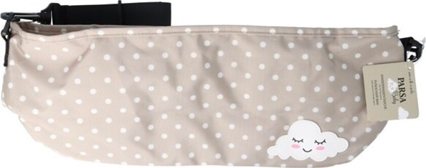 Beige barnevognveske med skybroderi