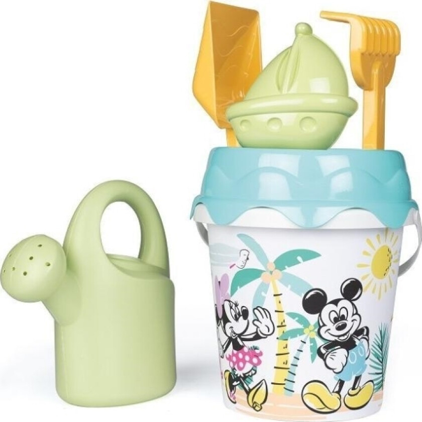 SMOBY Green Mickey Minnie Mouse bucket with sand accessories and bioplastic watering can