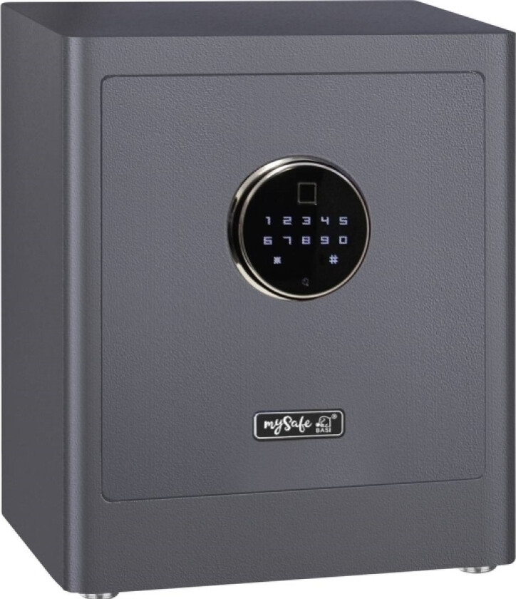Bilde av BASI mySafe Premium 350, Frittstående safe, Grå, Elektronisk, Kode, Fingeravtrykksleser, 1 hyller, Batteri, AA