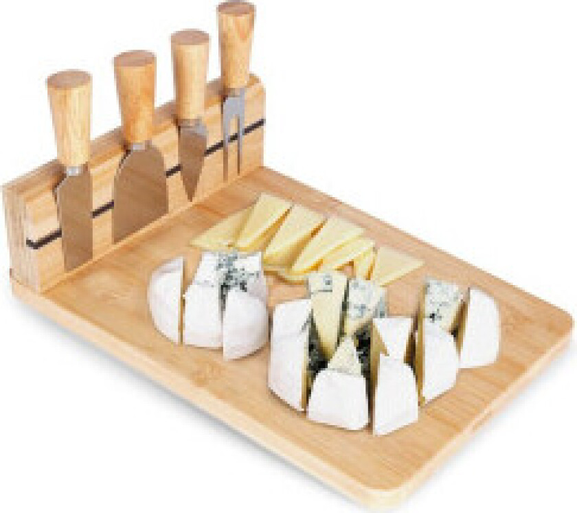 Bilde av Excellent Houseware cutting board for serving bamboo with cheese knives 30x21cm
