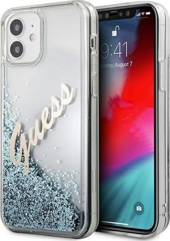 Guess GUHCP12SGLVSBL iPhone 12 mini 5.4" blue/blue hardcase Glitter Vintage Script