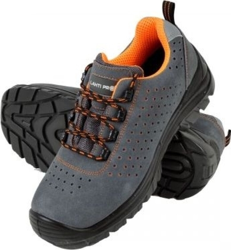 Lahti Pro low suede shoes, gray-orange, S1P SRC, size 42 (L3041642)