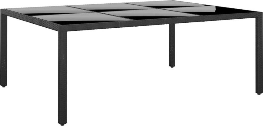 Hagebord 200x150x75 cm herdet glass og polyrotting svart