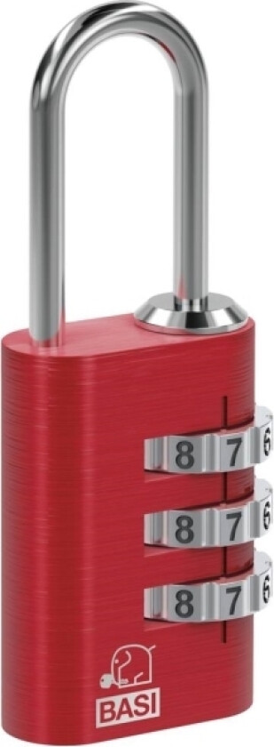 BASI 6170-4000-ROT, Tradisjonell, Kombinasjonslås, Rød, Aluminium, U-formet, 3 sifre
