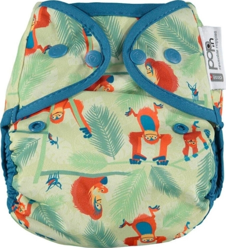 Lukk Caboo bleier Trekk, gjenbruksbleie med trykknapper Orangutang 3-16 kg, 1 stk.