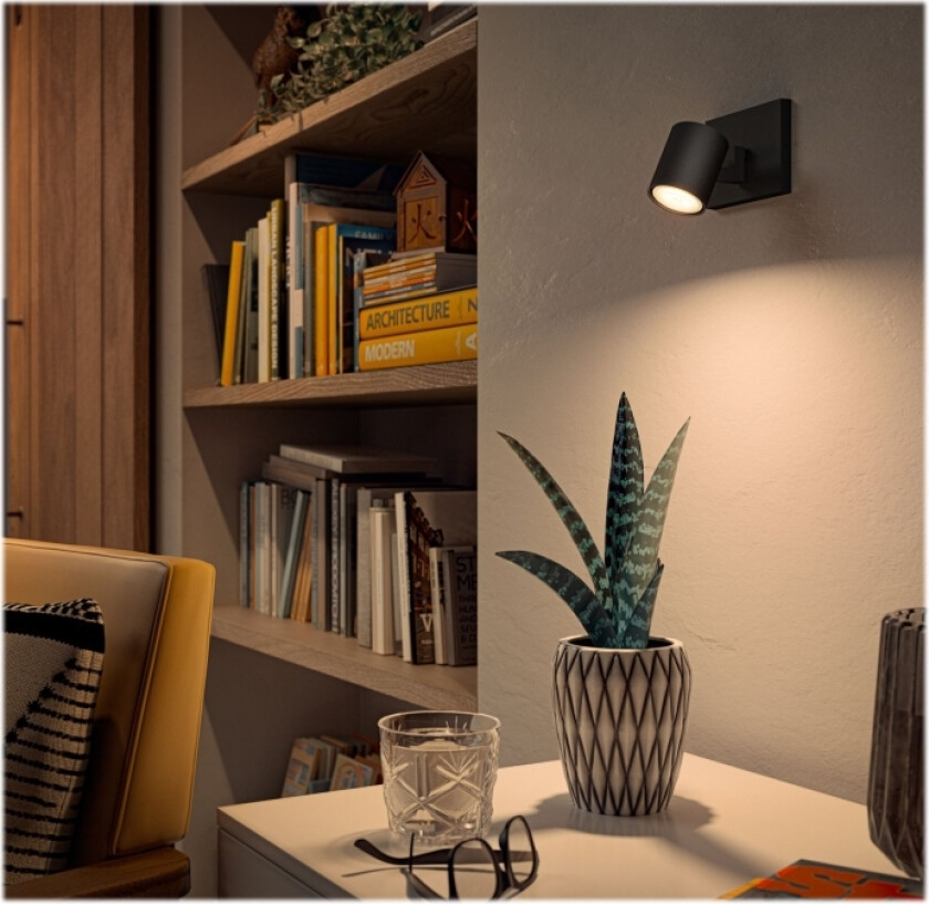 Hue White Ambiance Runner - Lyskaster - Led-Lyspære - Gu10 - 5 W (Ekvivalent 50 W) - Varm Til Kjølig Hvitt Lys - 2200-6500 K - Svart