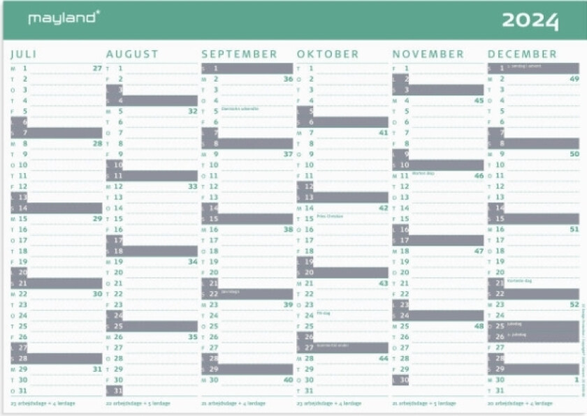 Studiekartongkalender A4 2024/2025