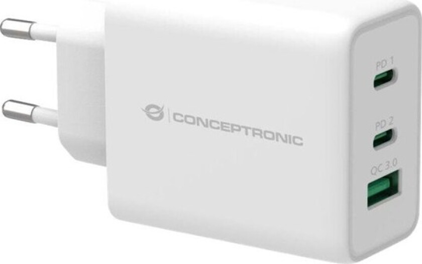 Conceptronic ALTHEA12W 3-Port 65W GaN USB PD Charger power adapter - USB 2 x USB-C - 65 Watt