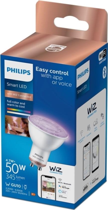 Smart - LED-pære for søkelys - form: PAR16 - GU10 - 4.7 W (ekvivalent 50 W) - klasse F - full color - 2200-6500 K