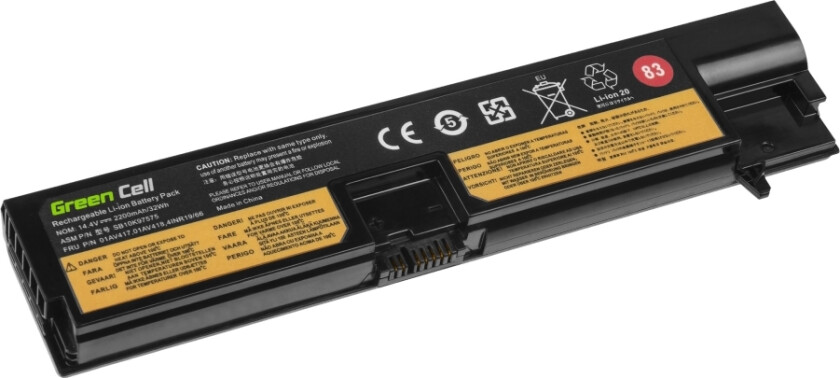Green Cell - Batteri til bærbar PC - litiumion - 4-cellers - 2200 mAh - svart - for Lenovo ThinkPad E570 20H5, 20H6; E575 20H8