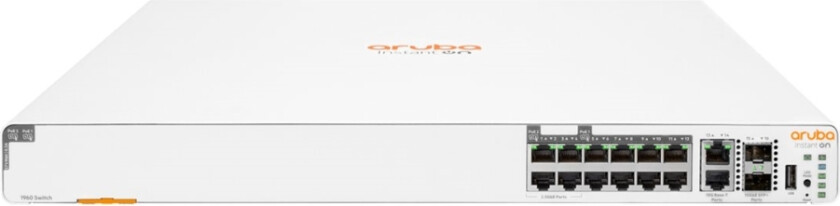 E Aruba Instant On 1960 - Switch - Styrt - 4 x 2.5GBase-T + 8 x 100/1000/10GBase-T + 2 x 100/1000/10GBase-T + 2 x 10 Gigabit SFP+ - rackmonterbar -