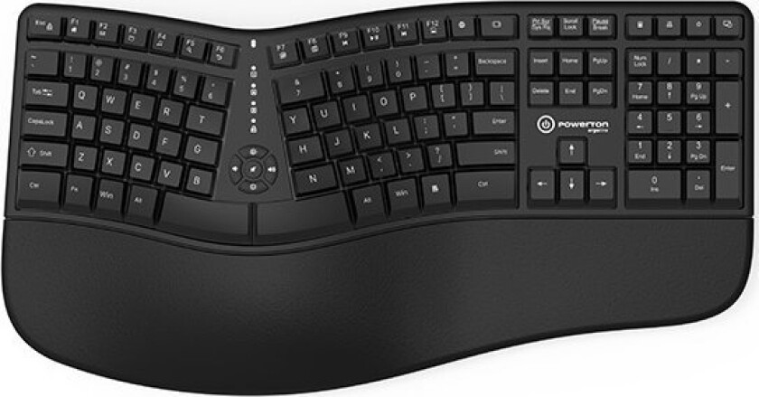 LANA-tastatur, amerikansk ergonomisk tastatur, kablet (USB), svart