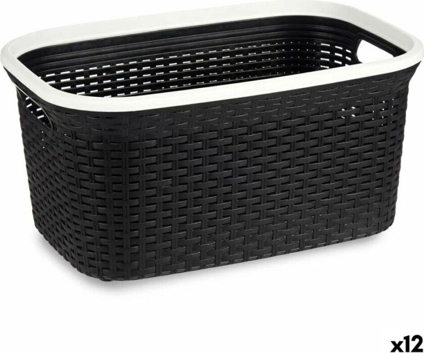 Skittentøyskurv Hvit Svart Plast 36 L 36 x 25,5 x 53 cm (12 enheter)