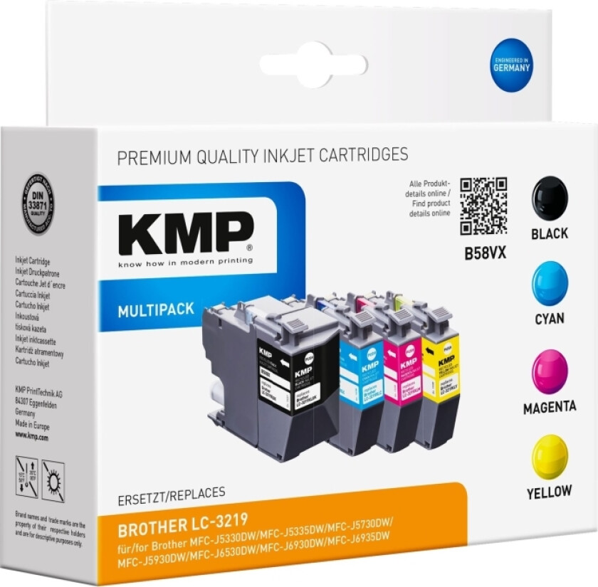 MULTIPACK B58VX - 4-pack - Høy ytelse - svart, gul, cyan, magenta - kompatibel - blekkpatron - for Brother MFC-J5330, J5730, J5930, J6530, J6935;