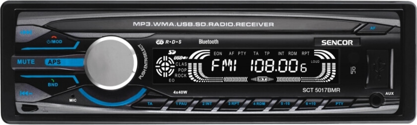 SCT 5017BMR - Bil - digital mottaker - in-dash - Single-DIN - 40 watt x 4