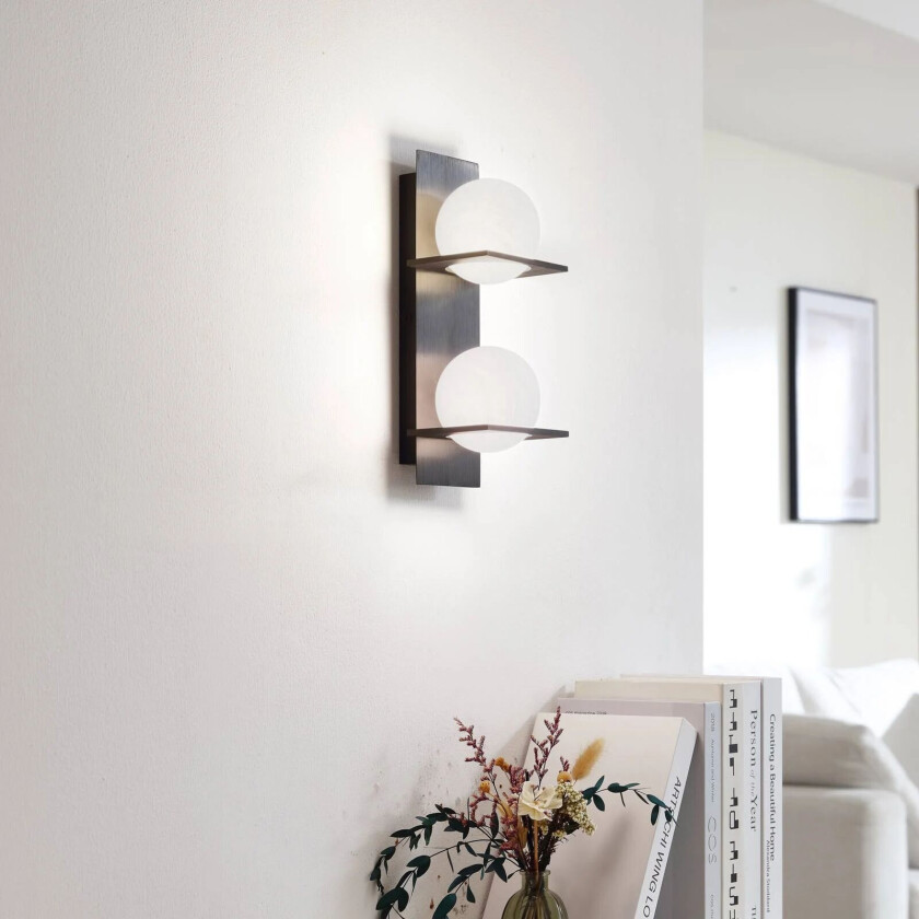 Kulka vegglampe, 2-lys, glaskupler