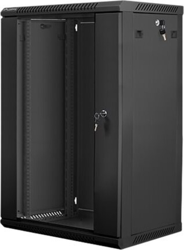- Rack skap - veggmonterbar - svart, RAL 9004 - 18U - 19