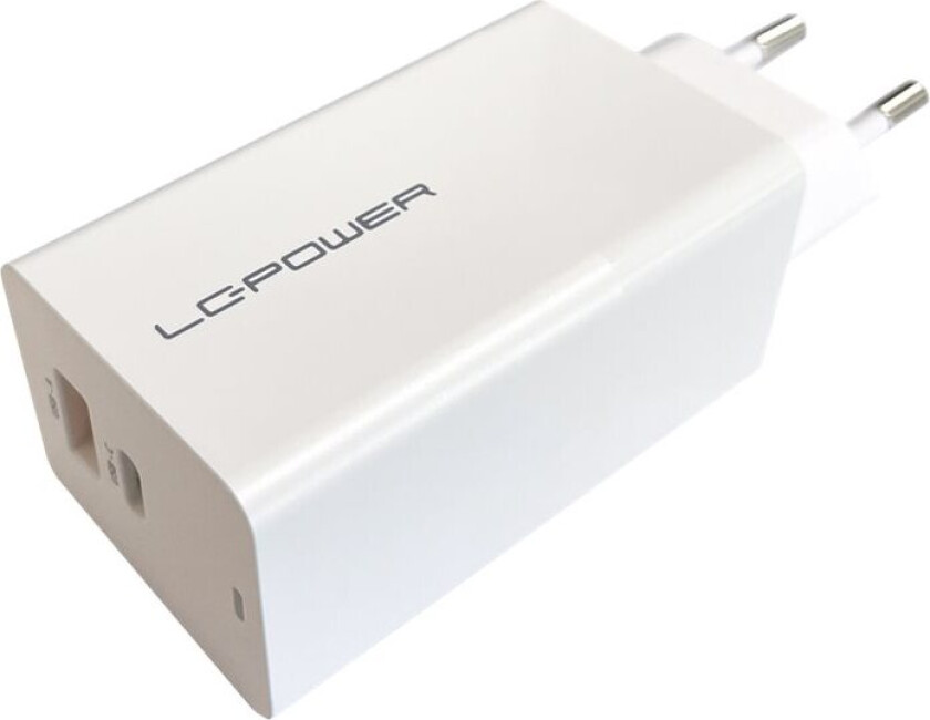 LC Power LC-CH-GAN-65 - Strømadapter - AC 110-240 V - 65 watt - hvit