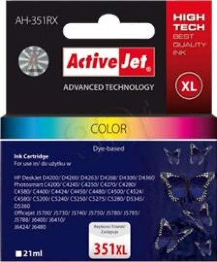 ActiveJet AH-E38 - 21 ml - farge (cyan, magenta, gul) - kompatibel - gjenfabrikert - blekkpatron (alternativ for: HP 351XL) - for HP Deskjet D4268; P