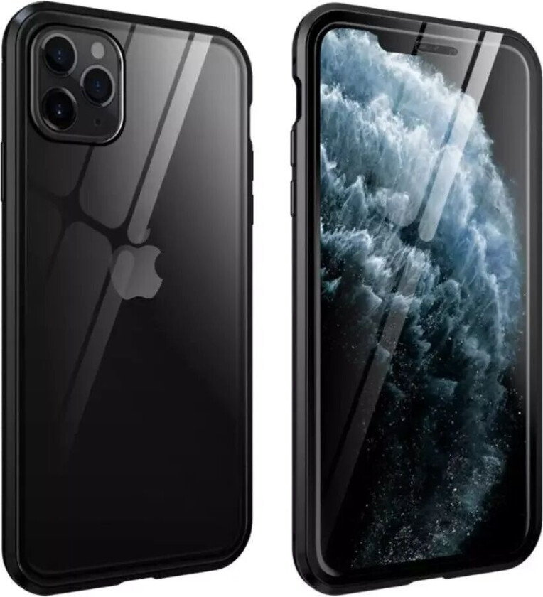 iPhone 11 Pro Metall Deksel med Glass Foran & Bak - Svart