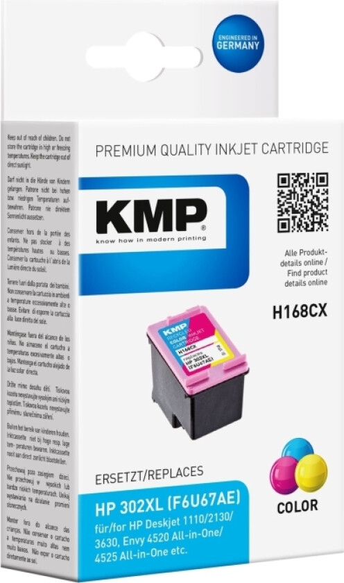 H168CX - 12 ml - farge (cyan, magenta, gul) - kompatibel - blekkpatron (alternativ for: HP 302XL, HP F6U67AE) - for Deskjet 11XX, 21XX, 36XX Envy 451X, 452X Officejet 38XX, 46XX, 52XX