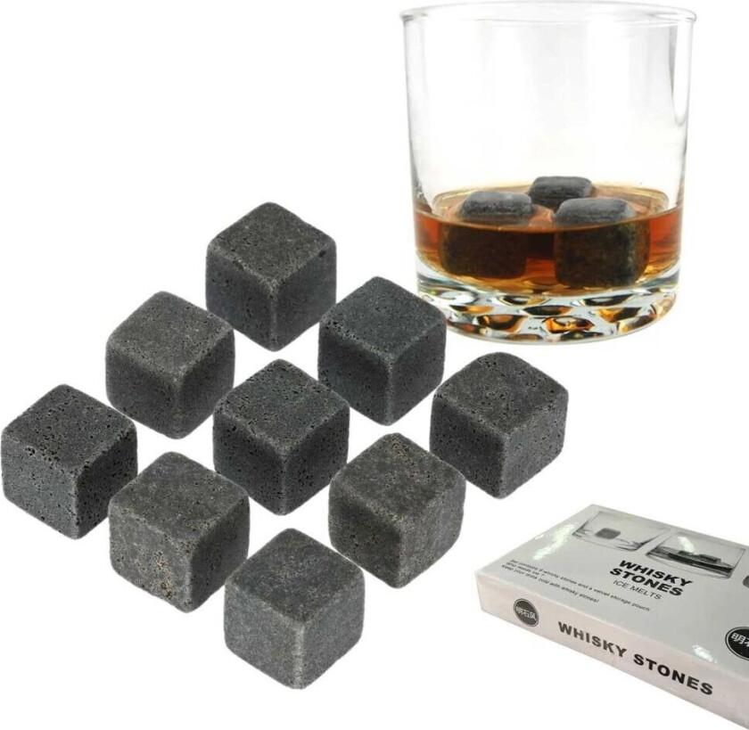 9 -pakk naturlige whisky -steiner - isbiter av steingrå