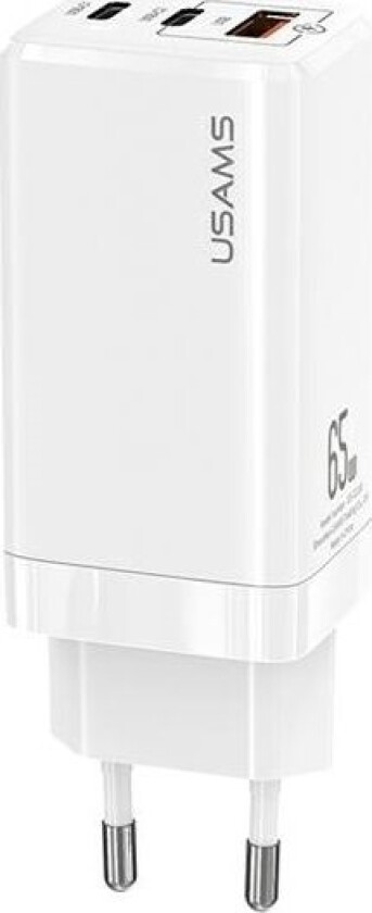 USAMS Ład. siec. MT 2xUSB-C+USB GaN 65W T33 PD (only head) Fast Charging biały/white CC110TC02 (US-CC110)