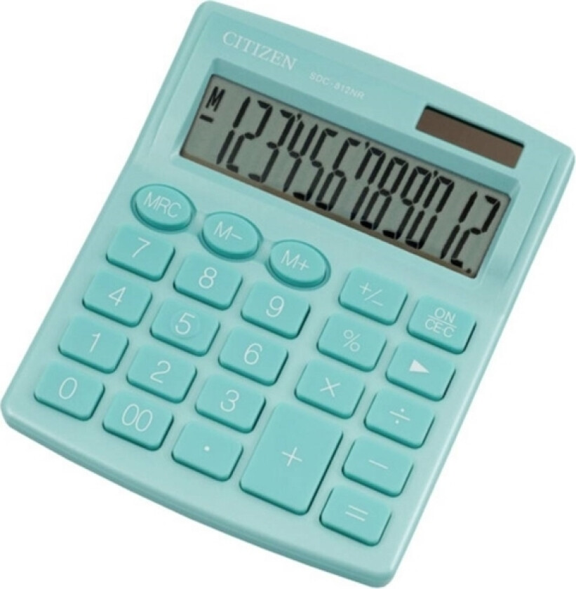 kalkulator Citizen-kalkulator SDC812NRGNE, turkis, stasjonær, 12 plasser, dobbel strømforsyning