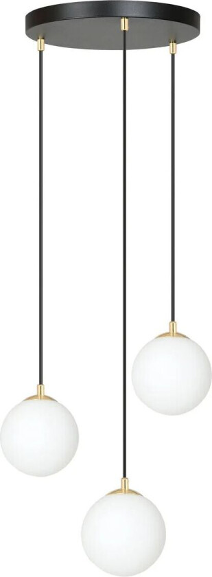 Emibig Royal takpendel 3-lys - Svart/Opal/Gullfarget