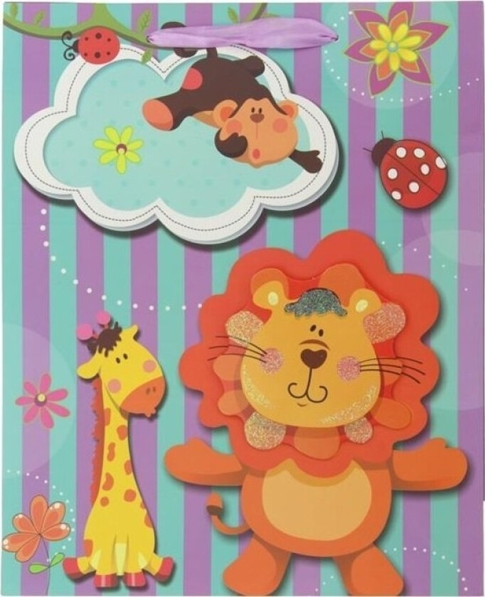 3D dyr gavepose 8872B 26x32x10cm p12, pris for 1 stk.