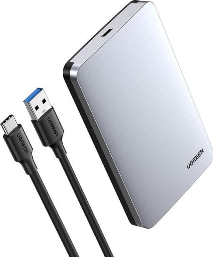 70498, HDD/SSD-kabinett, 2.5", SATA, USB-tilkobling, Aluminium