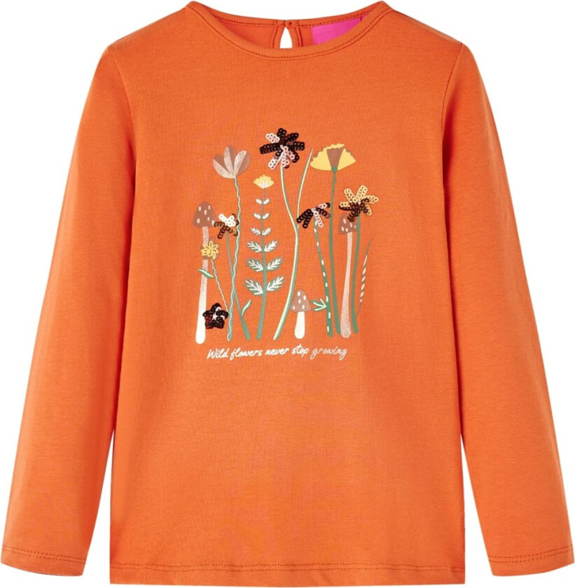 T-skjorte for barn med lange ermer brent oransje 104