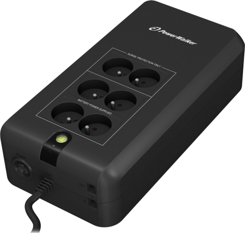 BlueWalker PowerWalker VFD 800 APFC FR - UPS - AC 220/230/240 V - 420 Watt - 800 VA - 7 At - output-stikforbindelser: 6 - sort