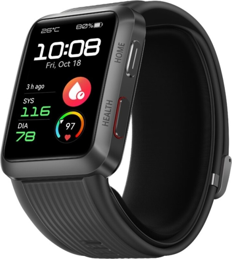 Watch D - Aluminum - smartklokke med stropp - fluorelastomer - svart - båndbredde: L - display 1.64" - NFC, Bluetooth - 40.9 g - grafittsvart