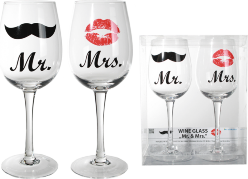 Vinglass, 2pk, kyss og bart