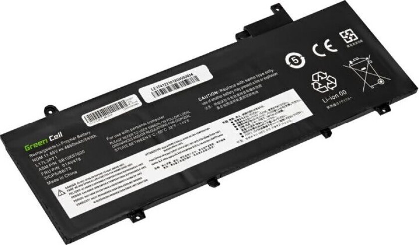 Green Cell - Batteri til bærbar PC (tilsvarer: Lenovo L17L3P71, Lenovo L17M3P71, Lenovo L17M3P72) - litiumpolymer - 3-cellers - 4650 mAh - svart